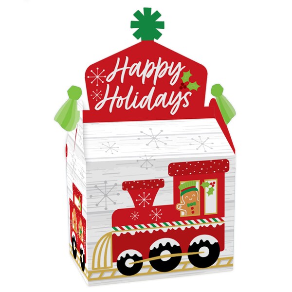 Christmas Train - Treat Box Party Favors - Holiday Party Goodie Gable Boxes - Set of 12