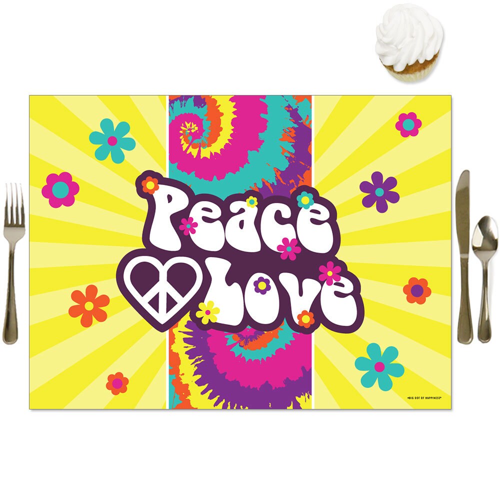 60s Hippie Party Table Decorations 1960s Groovy Party Placemats Set of 16