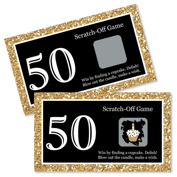 50th Birthday Party Scratch Off Game - Adult 50th Birthday - Gold - Fiftieth Birthday Party Game Cards - Set of 22