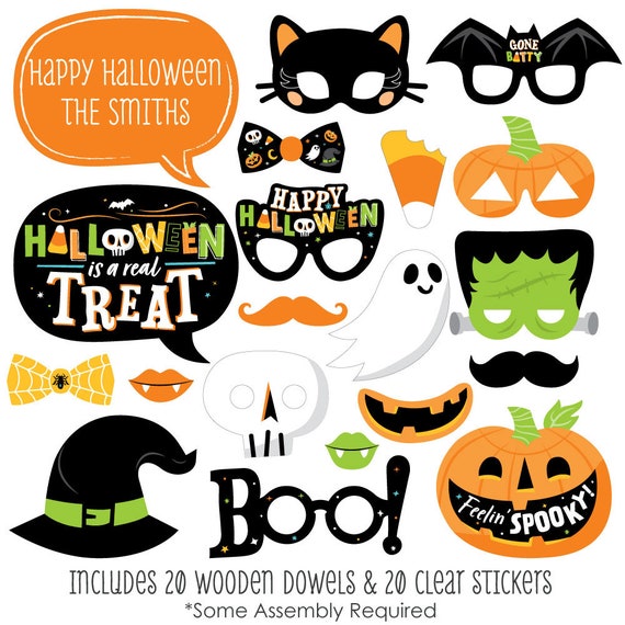 Jack-O'-Lantern Halloween - Personalized Kids Halloween Party Photo Booth Prop Kit - 20 Count Il_570xn