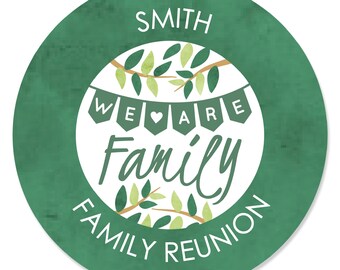 Personalized Family Tree Reunion - Custom Family Gathering Party Favor Circle Sticker Labels - Custom Text - 24 Count