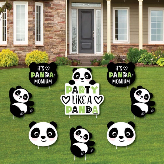Party LIke a Panda Bear - Shaped Lawn Decorations - Outdoor Yard Decorations - Panda Lawn Ornaments - Panda Party - 8 Pc Il_570xn