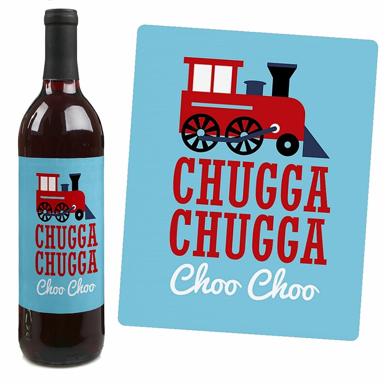 Railroad Party Crossing Wine Bottle Labels Steam Train Etsy