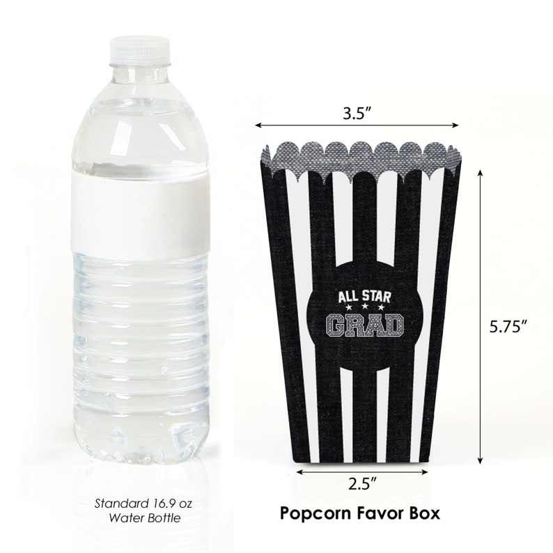 Personalized Graduation Popcorn Favor Treat Boxes Set of 12 All Star Grad