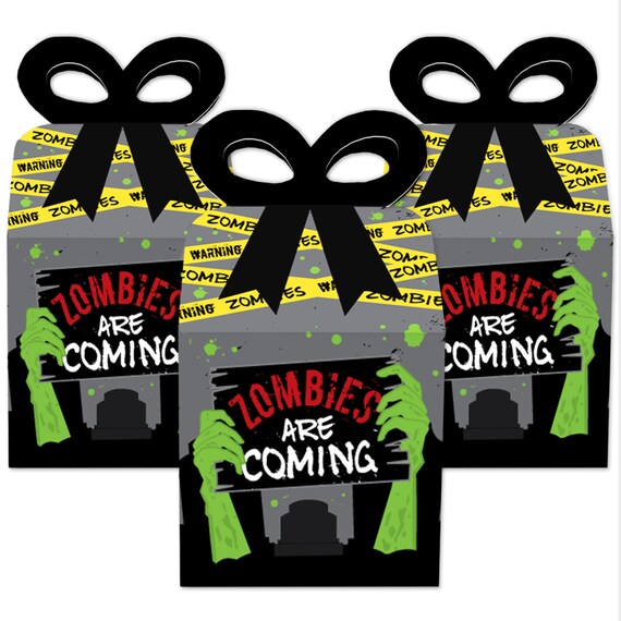 Zombie Zone - Square Favor Gift Boxes - Halloween or Birthday