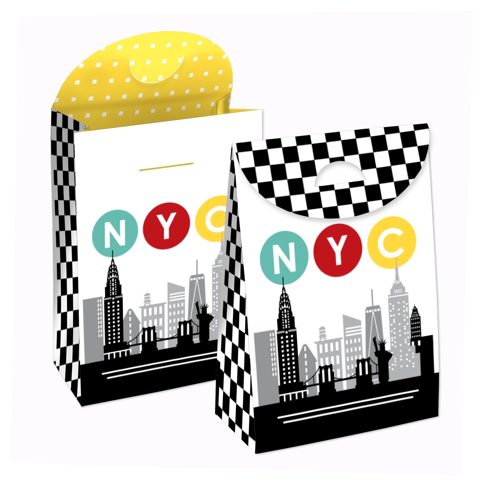NYC Cityscape New York City Gift Favor Bags Party Goodie Boxes Set of 12