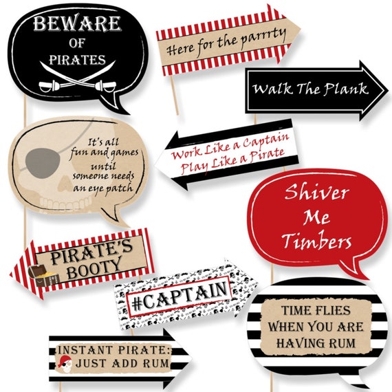 Buy Funny Beware of Pirates Birthday Photo Props Pirate Birthday Party  Photo Booth Prop Kit Pirate Selfie Photo Props 10 Pc. Online in India 