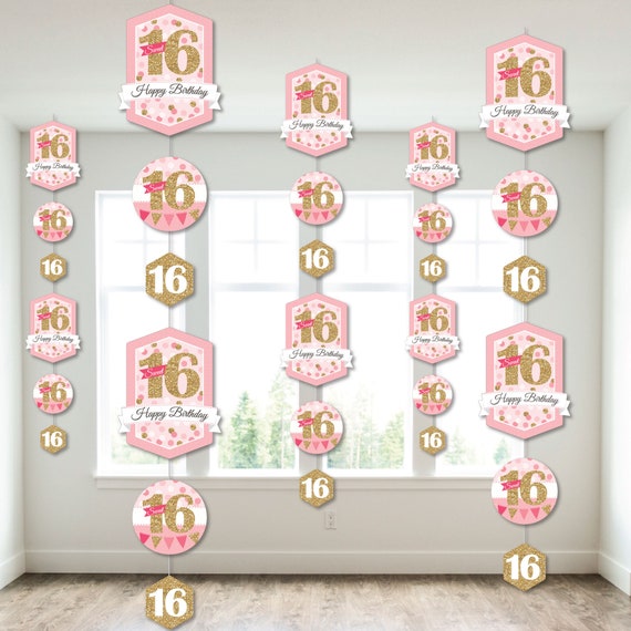 Sweet 16 - 16th Birthday Party DIY Dangler Backdrop - Hanging Vertical Decorations - 30 Pieces Il_570xn