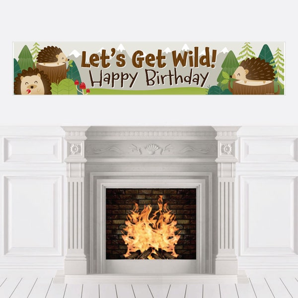 Forest Hedgehogs - Happy Birthday Woodland Decorations Party Banner