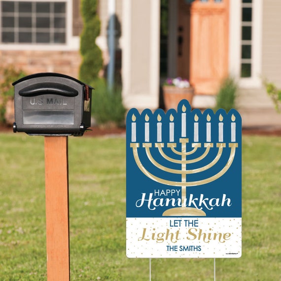 Hanukkah Lawn Decorations Personalized Chanukah Yard Sign Etsy