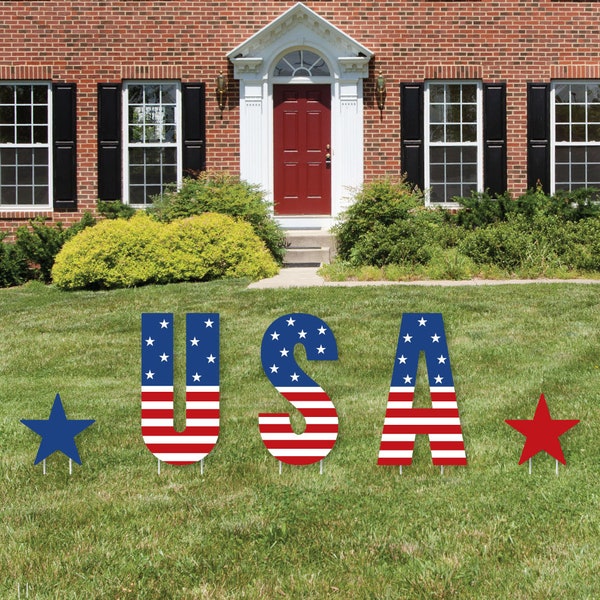 Stars and Stripes - Yard Sign Outdoor Lawn Decorations - Memorial Day, 4th of July and Labor Day USA Patriotic Party Yard Signs - USA