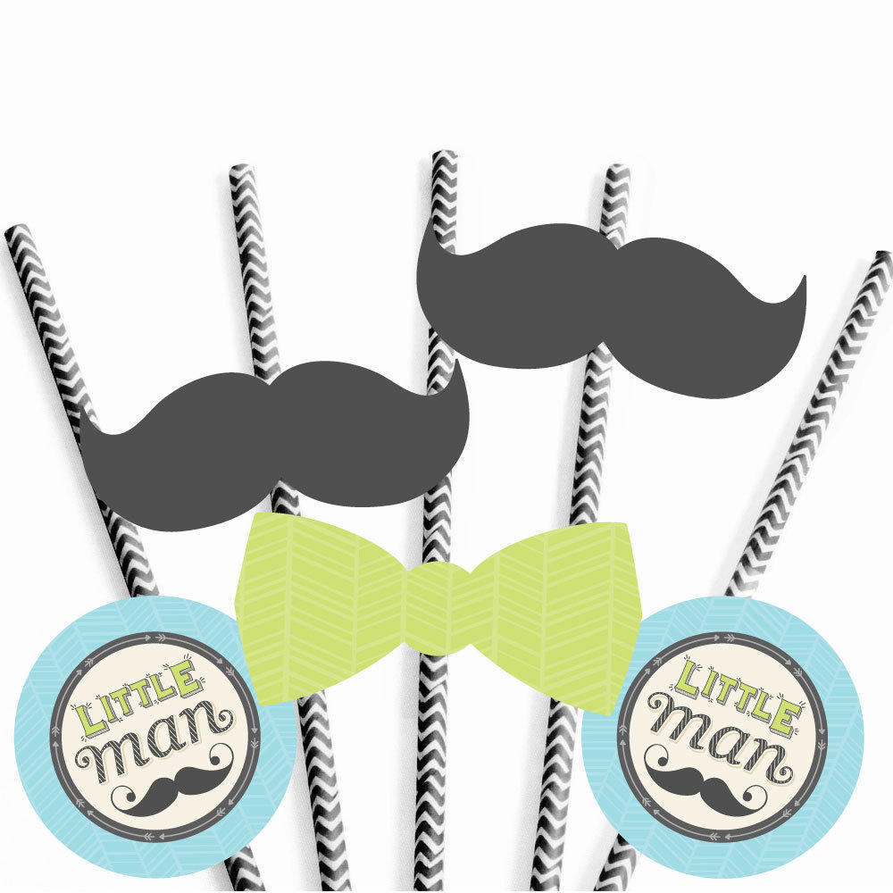 Dashing Little Man Mustache Party Die-cut Straw Decorations | Etsy