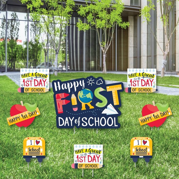 First Day of School Yard Sign and Outdoor Lawn Decorations Back to