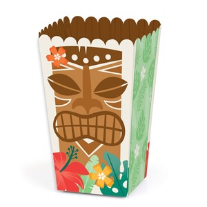 Tropical Luau - Hawaiian Beach Party Favor Popcorn Treat Boxes - Set of 12