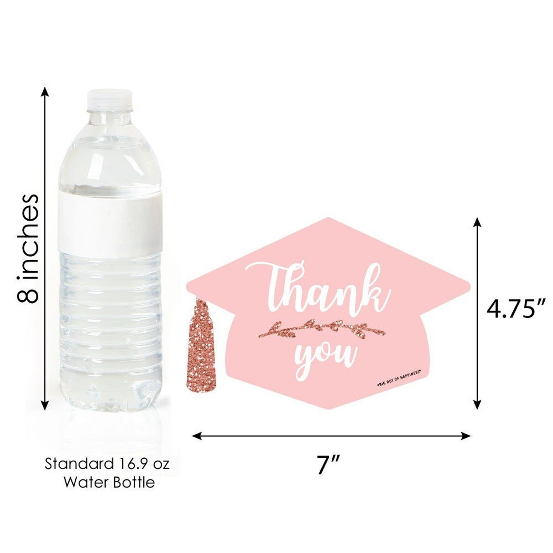 Rose Gold Grad Shaped Graduation Party Thank You Cards - Etsy
