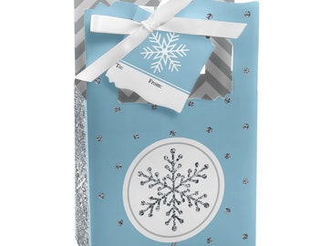 Winter Wonderland - Snowflake Holiday Party and Winter Wedding Favor Boxes - Set of 12