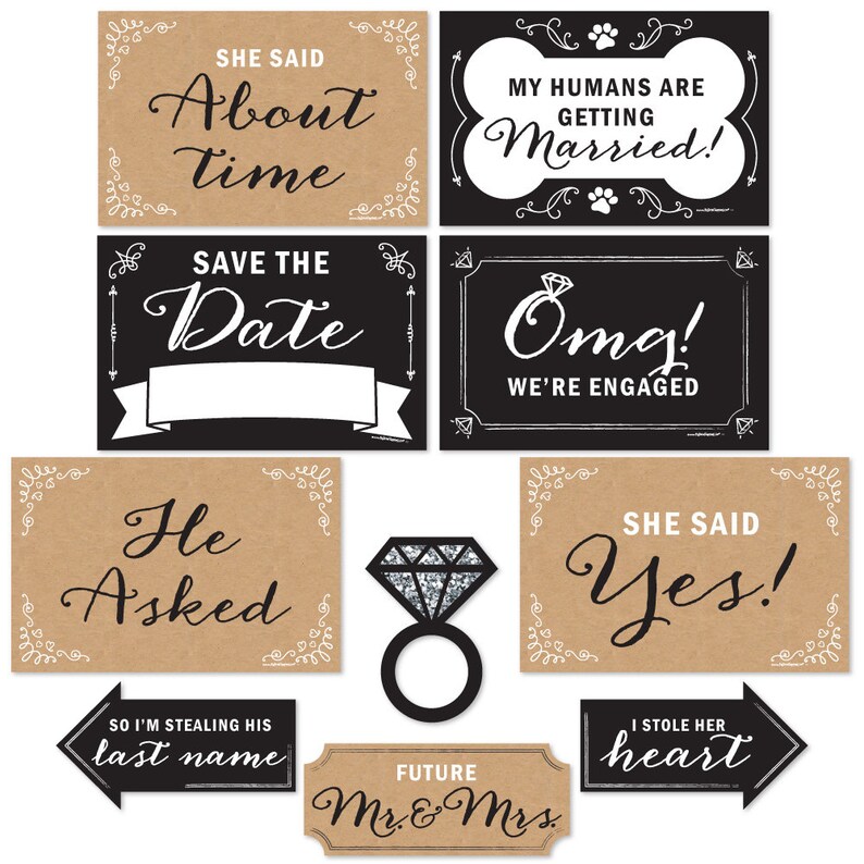 Engagement Announcement Photo Booth Prop Kit Mug Shots 10 Etsy