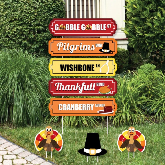 Thanksgiving Turkey Street Sign Cutouts Thanksgiving Yard Signs