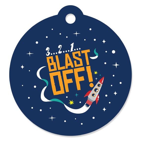 Blast Off to Outer Space - Baby Shower or Birthday Party Favor Gift Tags (Set of 20) Il_570xn