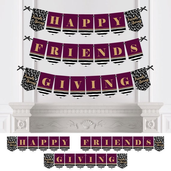 Elegant Thankful for Friends - Friendsgiving Thanksgiving Party Bunting Banner - Party Decorations - Happy Friends Giving Il_570xn