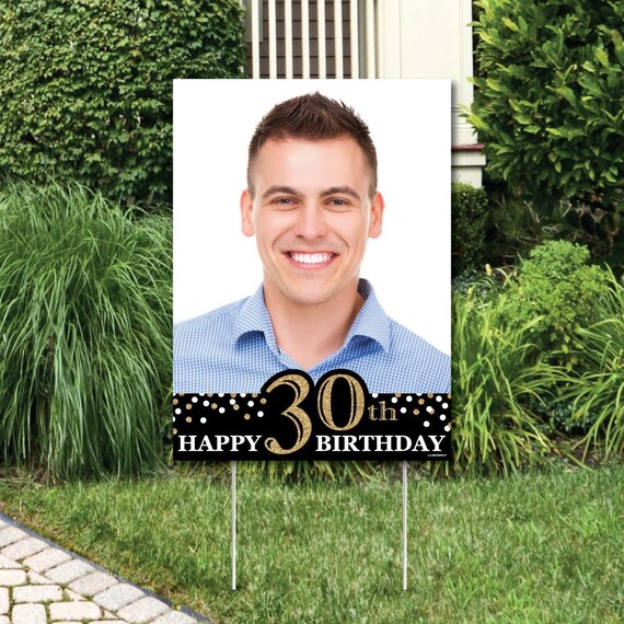 Custom Adult 30th Birthday - Gold Photo Yard Sign - Outdoor Lawn Photo Decorations - 30th Birthday Party Photo Decorations - Birthday... Il_570xn