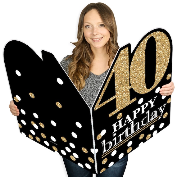 Adult 40th Birthday Gold Happy Birthday Big Greeting Card Giant