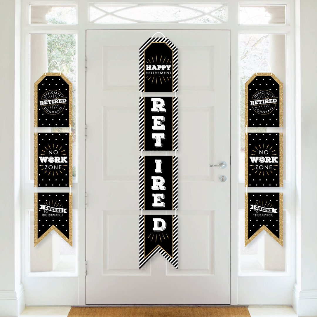 Banner Per Pensione – 2 Striscioni “Happy Retirement” E “The Legend Has Retired” – Nero E Oro – 180x30 Cm – In Poliestere Per Decorazione Festa Di Pensionamento - 2