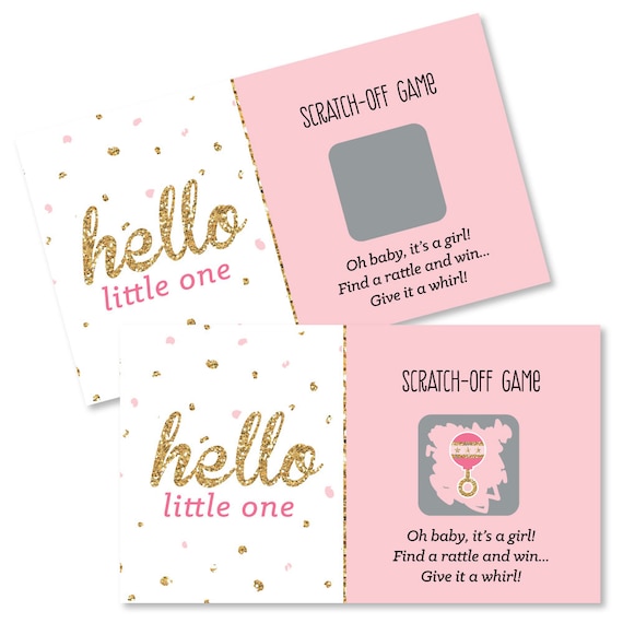22 Scratch Off Girl Baby Shower Game Cards Hello Little One Etsy