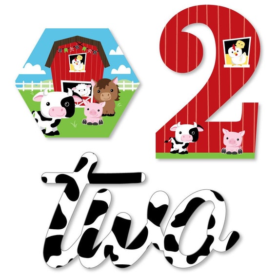 Farm Animals DIY Shaped Paper Cut Outs 24 Pieces Barnyard Friends Baby Shower or Birthday Party Small Die Cut Decoration Kit