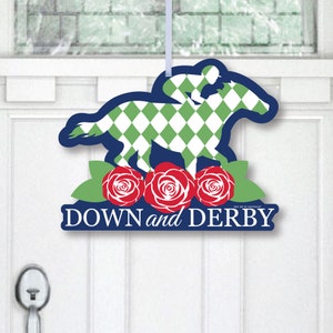 Kentucky Horse Derby - Hanging Porch Horse Race Party Outdoor Decorations - Front Door Decor - 1 Piece Sign