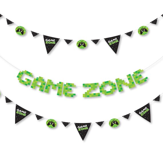 Game Zone - Pixel Video Game Party Letter Banner Decoration - 36 Banner Cutouts and Game Zone Banner Letters Il_570xn