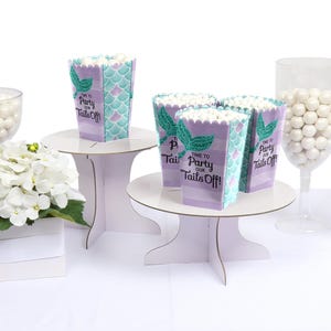 Let's Be Mermaids Baby Shower or Birthday Party Favor Popcorn Treat Boxes Set of 12 image 2