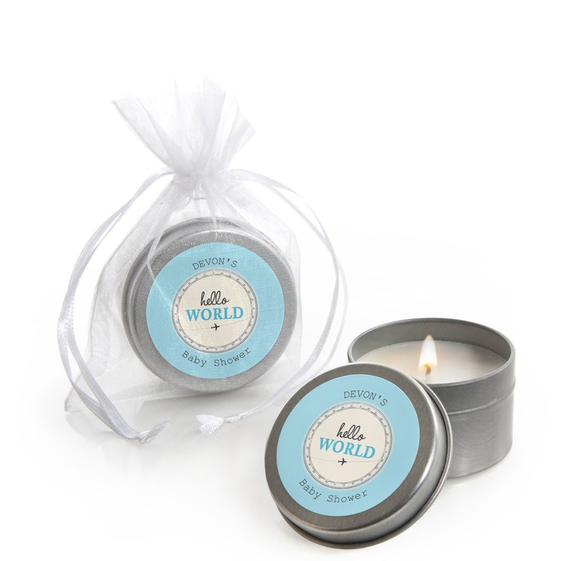12 Count Precious Cargo Blue Candle Tin Baby Shower Party Favors