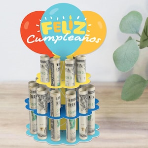 Feliz Cumpleanos - DIY Happy Birthday Money Holder Gift - Cash Cake