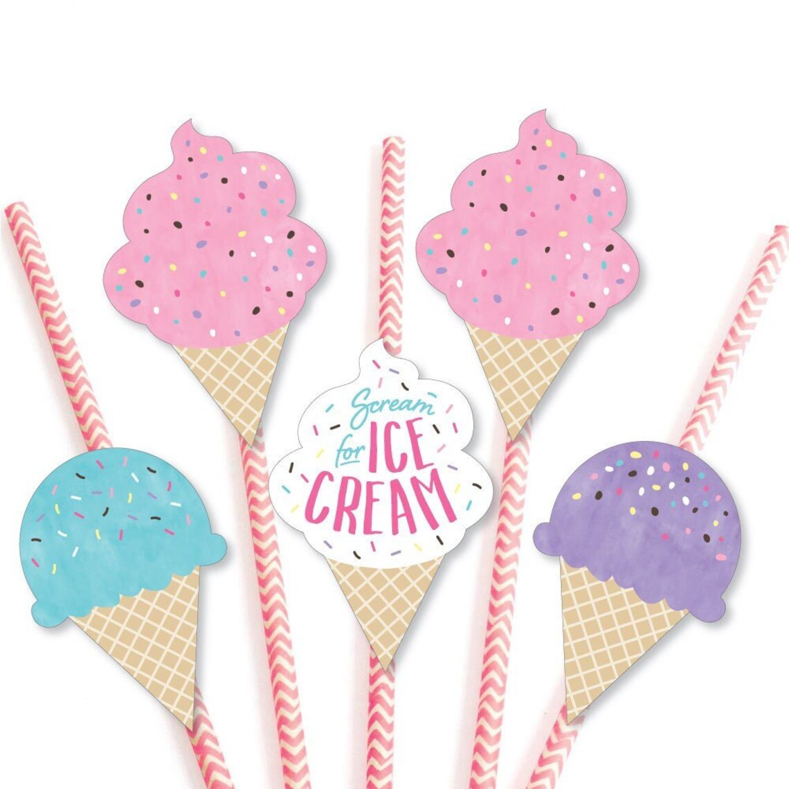 Scoop up the Fun Ice Cream Diecut Straw Decorations Etsy