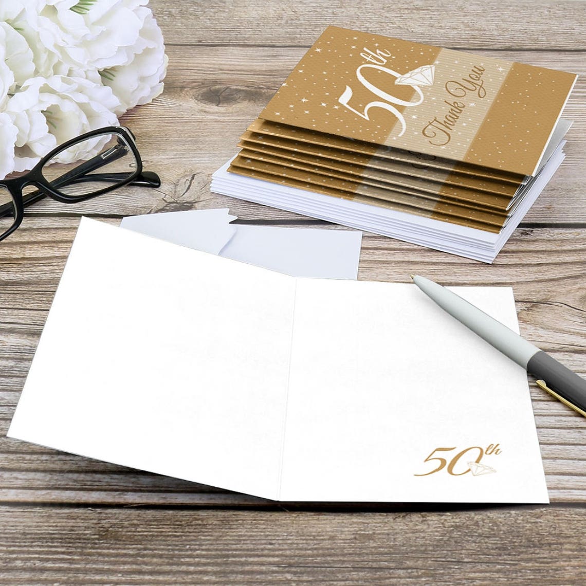 50th Anniversary Thank You Cards Golden Wedding Anniversary Etsy