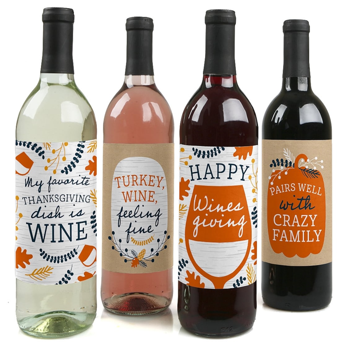 Thanksgiving Wine Bottle Stickers