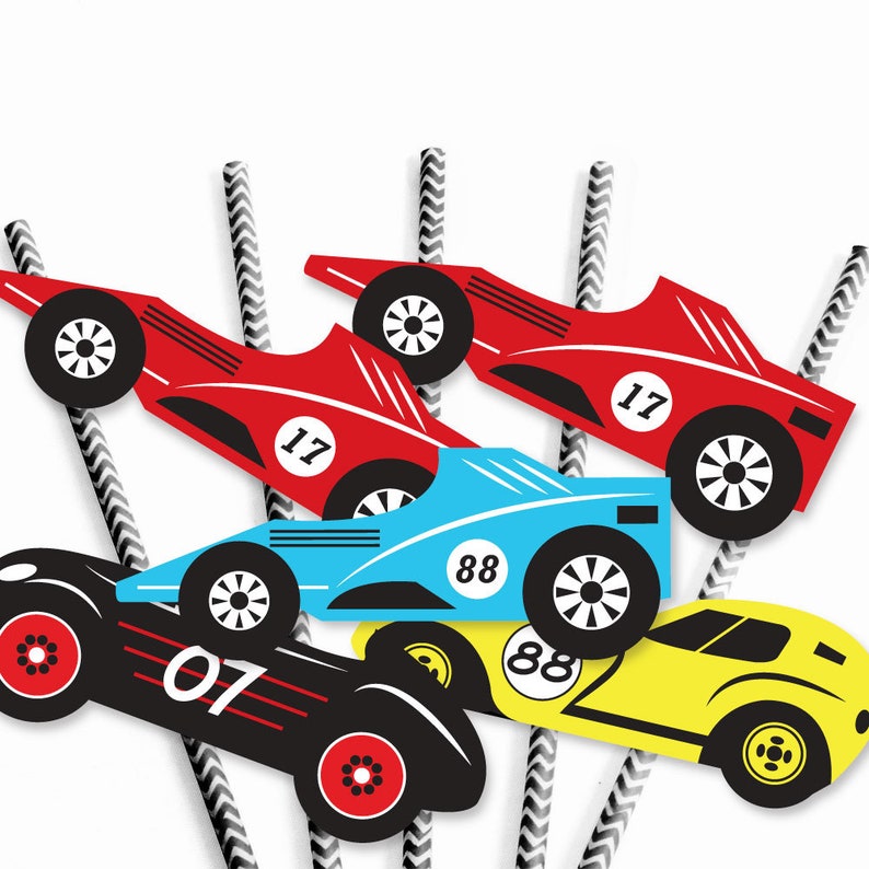 Let's Go Racing Racecar Die-cut Straw Decorations - Etsy