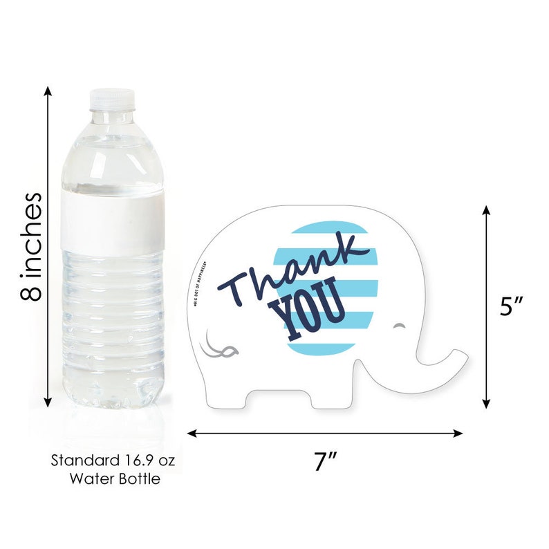 Shaped Thank You Cards Boy Baby Shower or Birthday Party Thank You Note Cards with Envelopes Set of 12 Blue Elephant