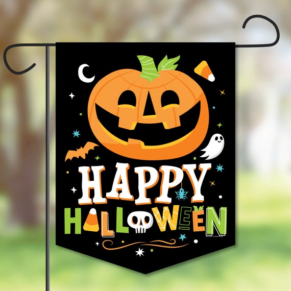 Jack-O'-Lantern Halloween - Outdoor Lawn and Yard Home Decorations - Halloween Party Garden Flag - 12 x 15.25 inches Il_570xn