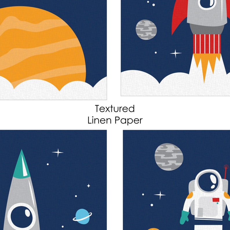 Blast off to Outer Space - Unframed Rocket Ship Nursery and Kids Room ...