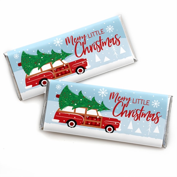 Merry Little Christmas Tree Candy Bar Wrapper Red Car Christmas Party