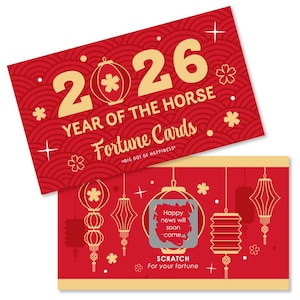 Lunar New Year - 2026 Year of the Horse Game Scratch Off Fortune Cards - 22 Count image 1