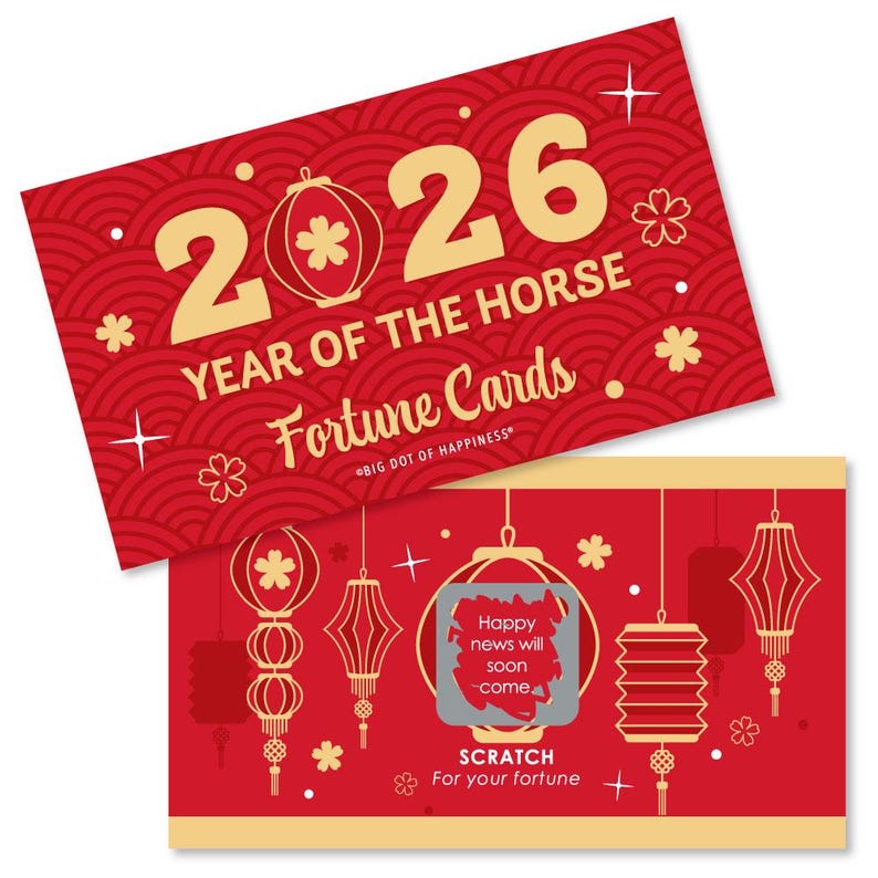 Lunar New Year - 2026 Year of the Horse Game Scratch Off Fortune Cards - 22 Count image 1