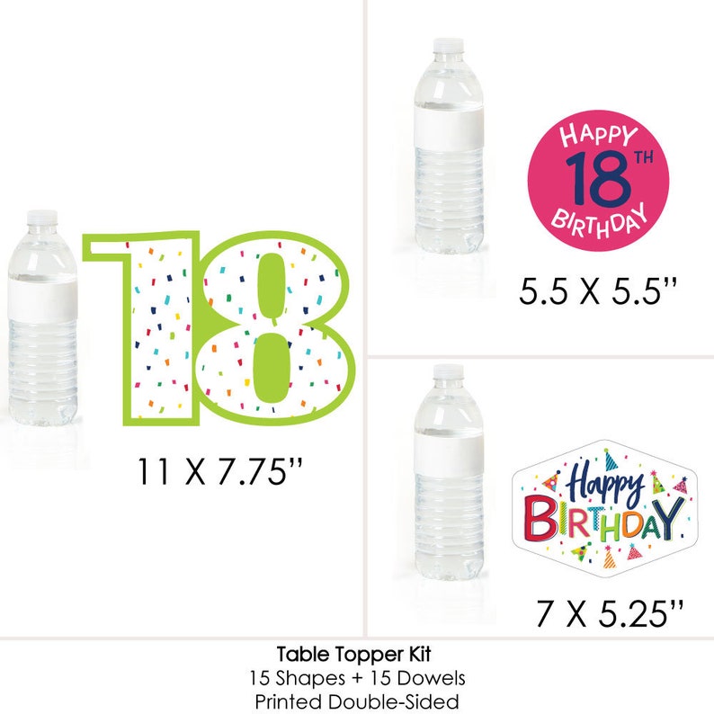 Cheerful Happy Birthday 18th Birthday Colorful Birthday Party Table Toppers Centerpiece Sticks 15 Ct Centerpiece Party Supplies