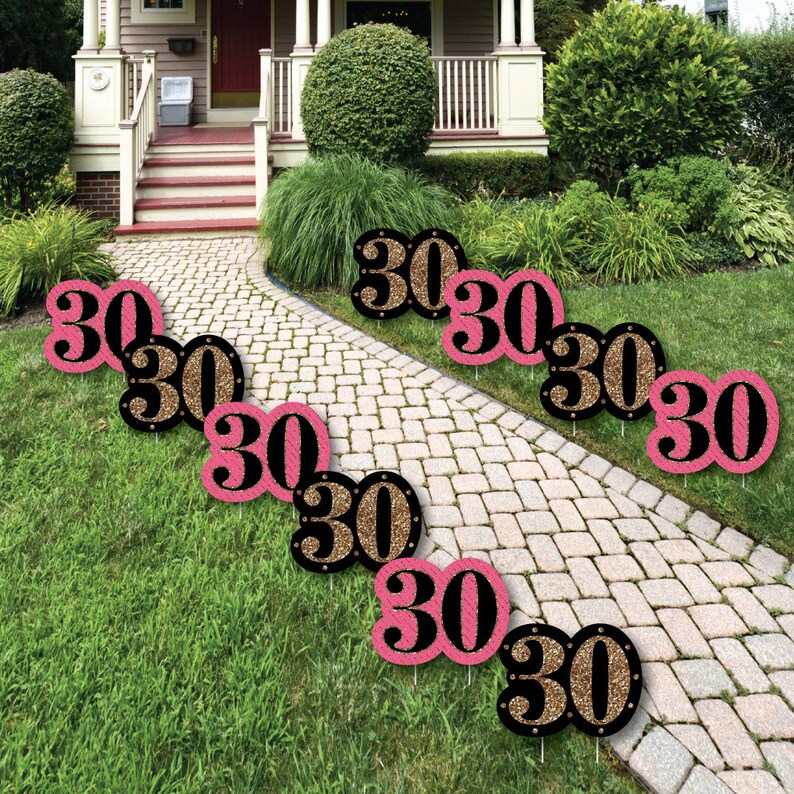 Outdoor Birthday Party Yard Decorations Lawn Decorations Chic 30th 10 Piece Set 30th Birthday Birthday Party Lawn Ornaments