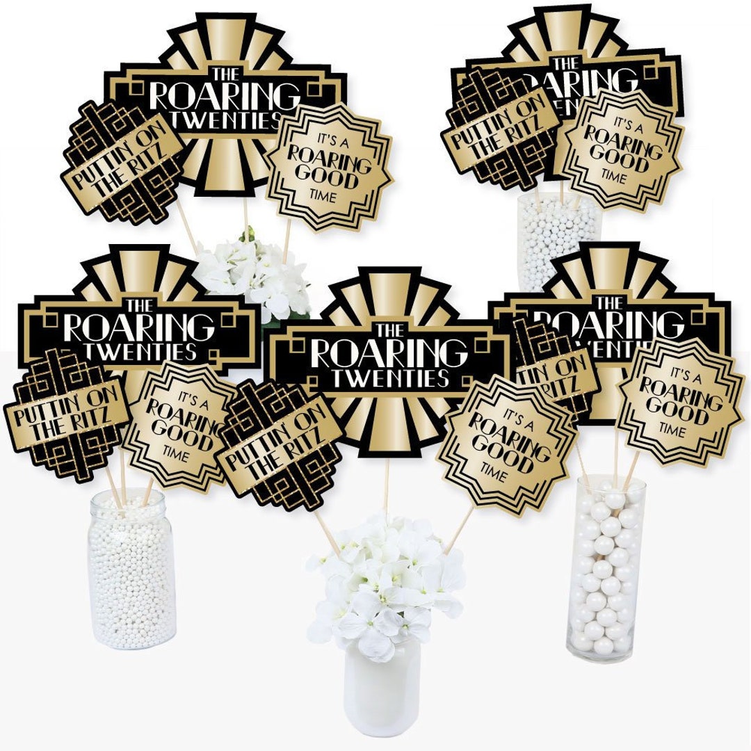 Roaring 20's Centerpiece Sticks 1920s Art Deco Jazz Party Table Toppers  Party Supplies 1920's Decades 15 Ct. 