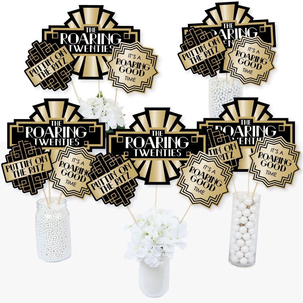 Roaring 20s Centerpiece Sticks 1920s Art Deco Jazz Party Table Toppers Party Supplies 1920s Decades 15 Ct
