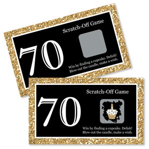 70th Birthday Party Scratch Off Game - Adult 70th Birthday - Gold - Seventieth Birthday Party Game Cards - Set of 22