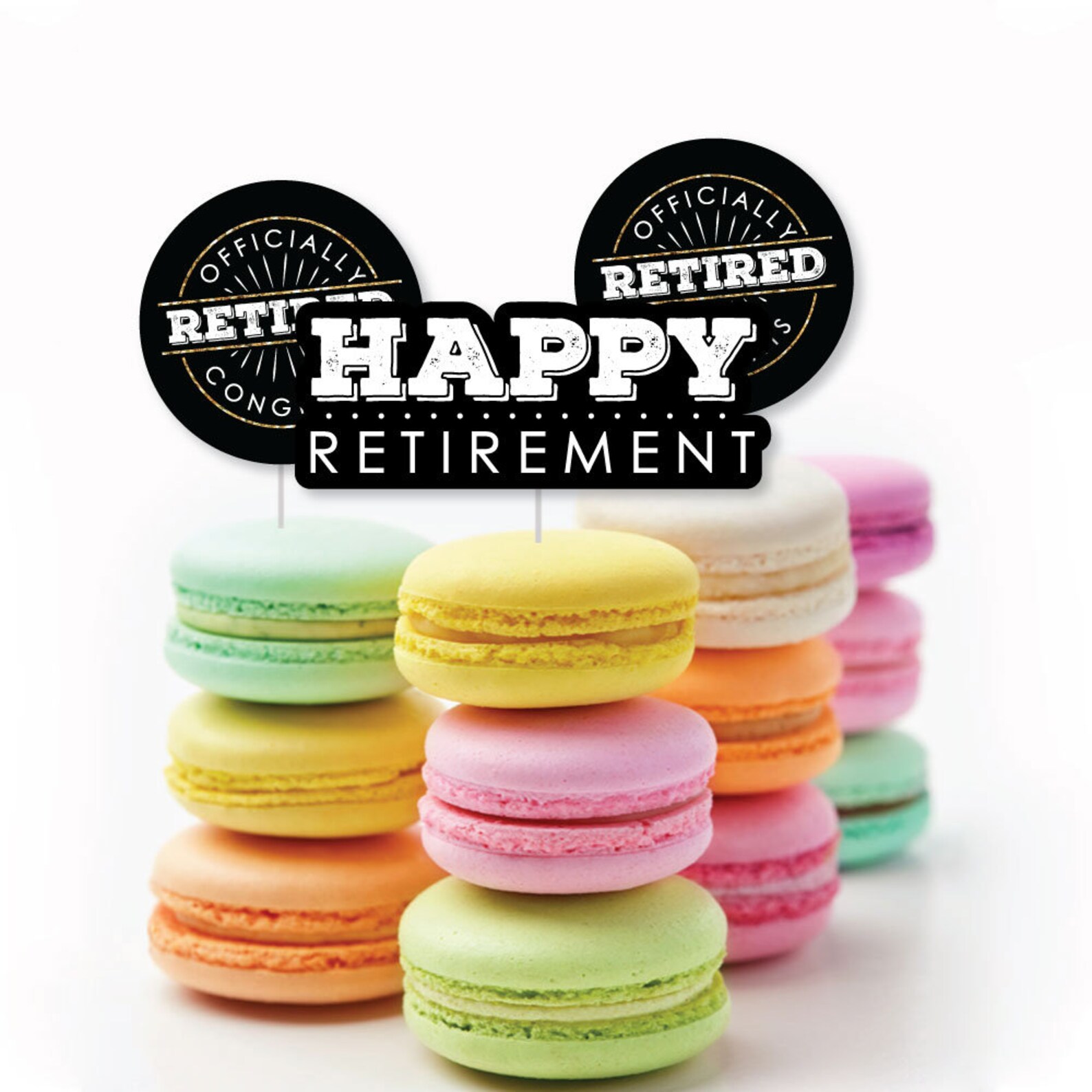 Happy Retirement Dessert Cupcake Toppers Retirement Party Etsy